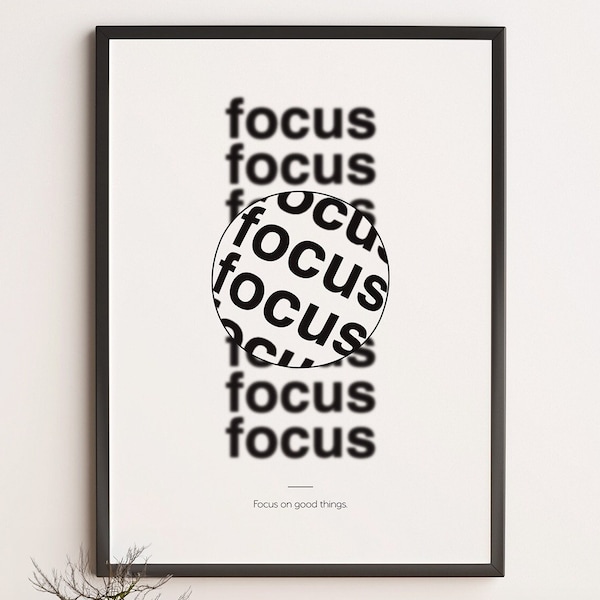 Focus Home Office Poster, Motivational Poster, Typography Poster, Type Print, Wall Art, Home Decor, Home decoration poster