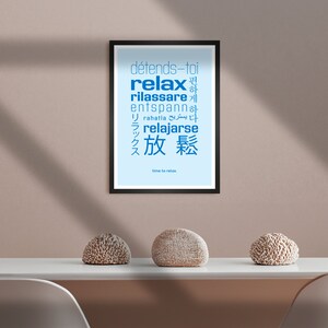 Relax Language Multilingual Relax Poster, Typography Poster, Relax Wall Art, Type ...