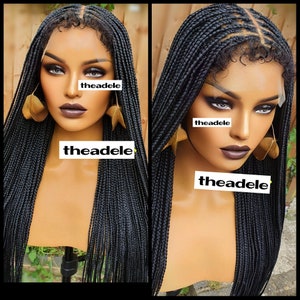 Ready to ship Box Braided Wig knotless box braids Unit Made for black women box braids single plaits textured hairline glueless wigs