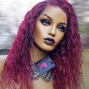 Micro braids box braids glueless lace unit for women of colour. Braids wig for black women. Closure OMBRE burgundy twists, light weight wig
