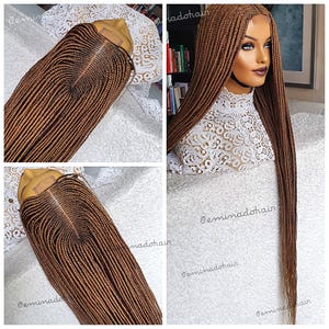 Ready to ship Braided Wig for black women.Kim K closure ghana weave cornrow unit gift for women. Feedin braids black knotless cheap wig