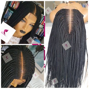 Ready to ship Braided Wig for black women.Kim K closure ghana weave cornrow unit gift for women. Feedin braids black knotless cheap wig