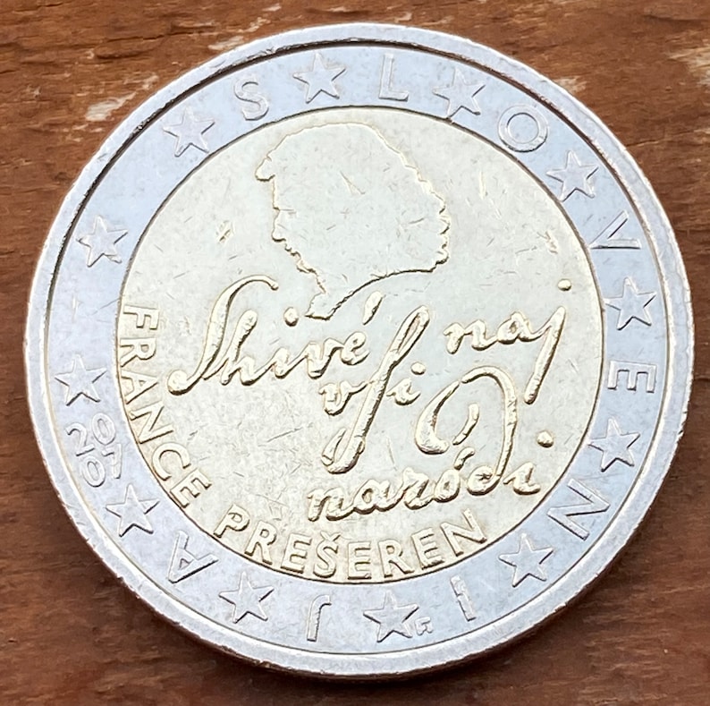 2 Euros Eslovenia 2007 France Prešeren. Etsy