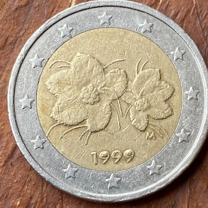 2 Euro Finnland 1999 mit Fehler, überschüssiges Metall in den Zahlen.