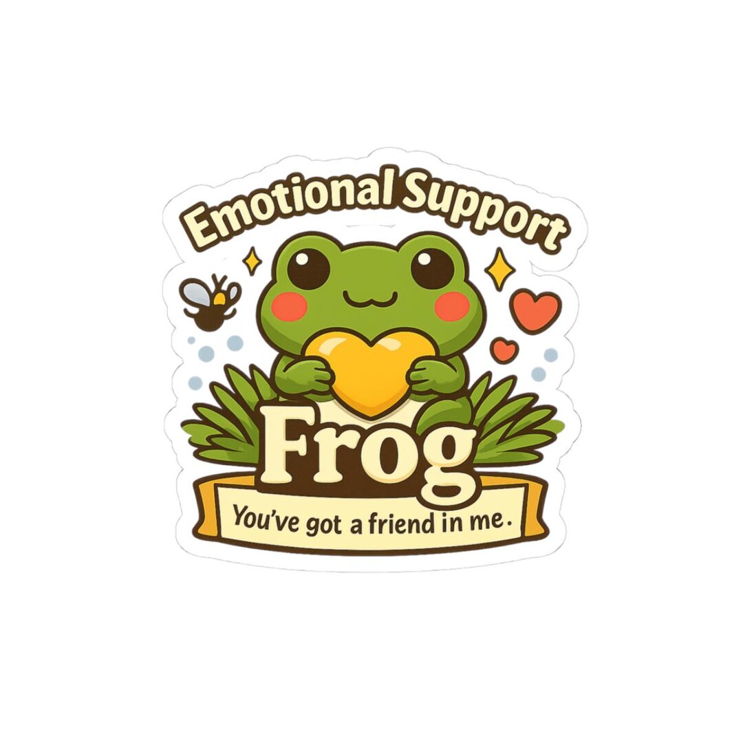Emotional Support Frog Sticker | Heart Hugging Frog, Bee Accent (kiss ...