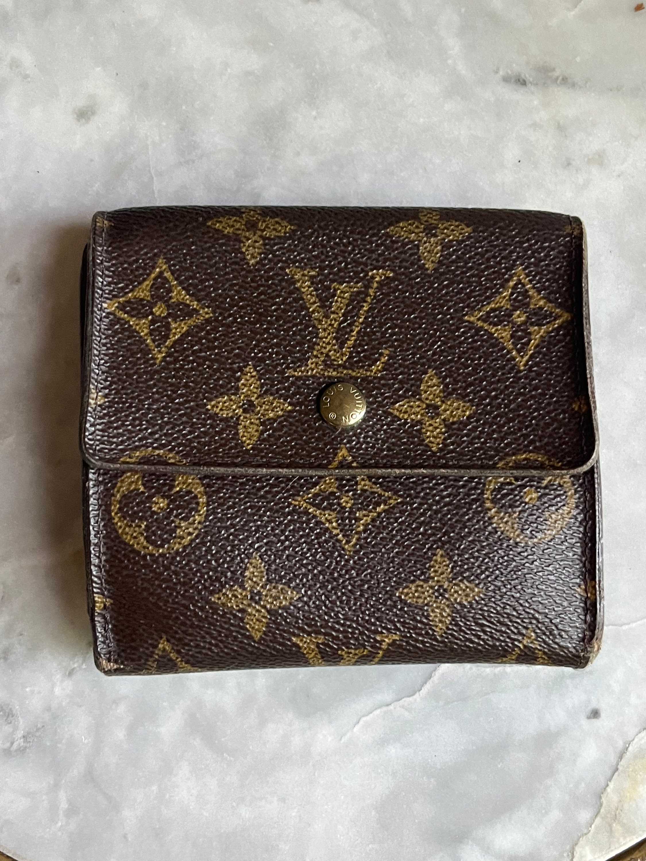 LOUIS VUITTON Brown Elise Bifold Two In One Custom Made Wallet