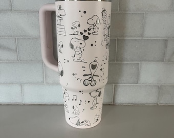 Laser Engraved Snoopy Stanley Tumbler, Peanuts Inspired