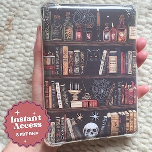 Halloween Witchy Book Shelf Printable Kindle Insert for Clear Case in 5 ...