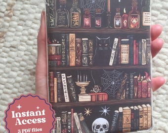 Halloween Witchy Book Shelf Printable Kindle Insert for Clear Case in 5 sizes