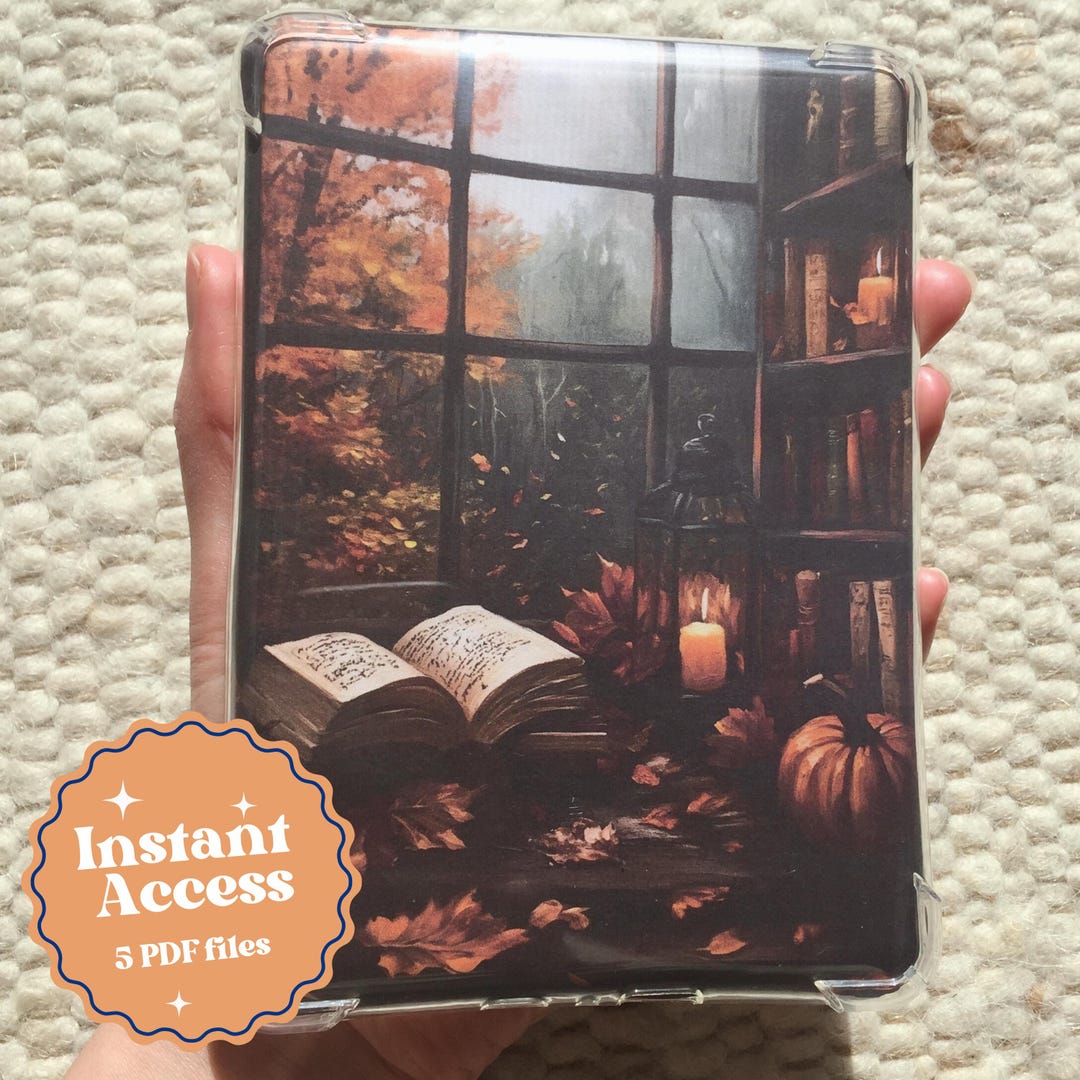Cozy Fall Library Printable Insert for Kindle Clear Case - Etsy
