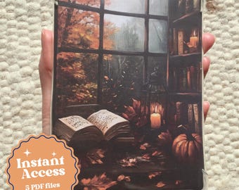 Cozy Fall Library Printable Insert for Kindle Clear Case