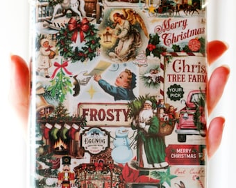 Retro Christmas Kindle Insert, Vintage Holiday Collage (PDF Pattern)