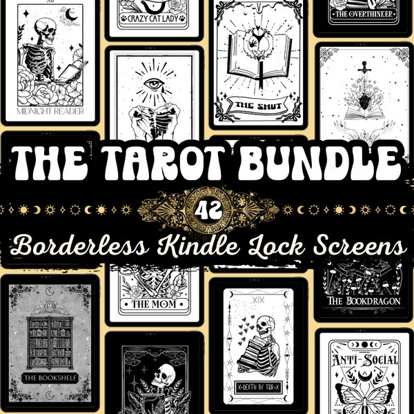 Kindle Lock Screen Tarot Bundle 1 + 2 Full Screen EPUB files Borderless Kindle Wallpaper No Borders Lockscreens for E-reader