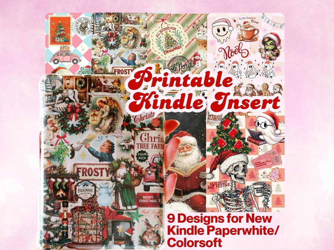 Christmas Kindle Paperwhite Insert Bundle, Holiday Designs (digital ...