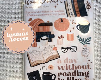 Autumn Booktrovert Kindle Insert: Clear Case Fall Theme (Digital Download)