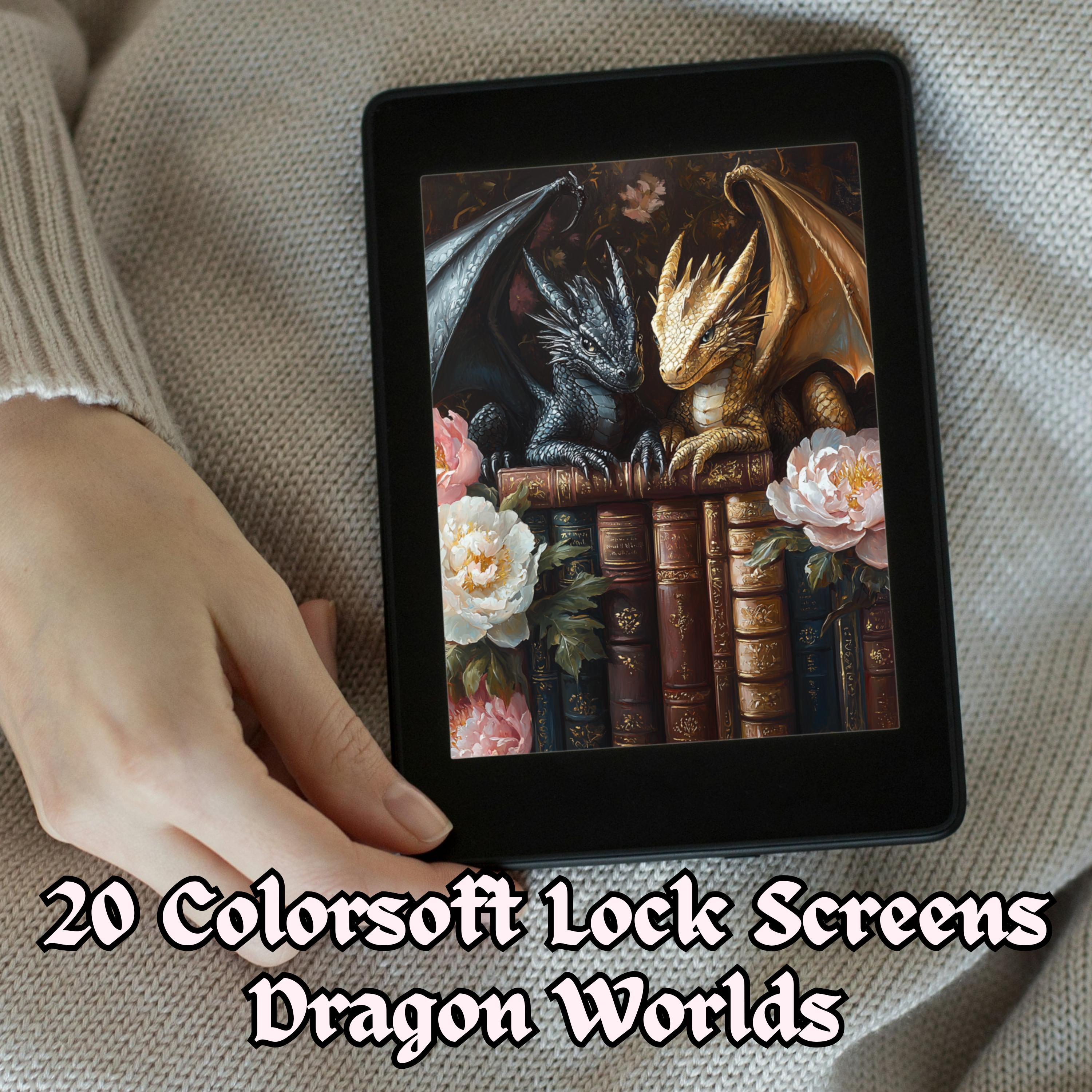 Dragon Worlds Lock Screens: Kindle Colorsoft Fantasy Wallpaper (Digital Download)
