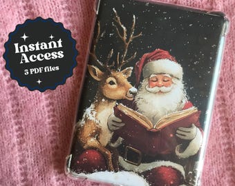 Santa Reading Kindle Insert, Christmas Printable (PDF Download)