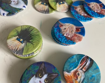 Ronde magneet met dierenillustratie – 58 mm | Originele kunst