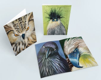 Set van 4 vogelwenskaarten