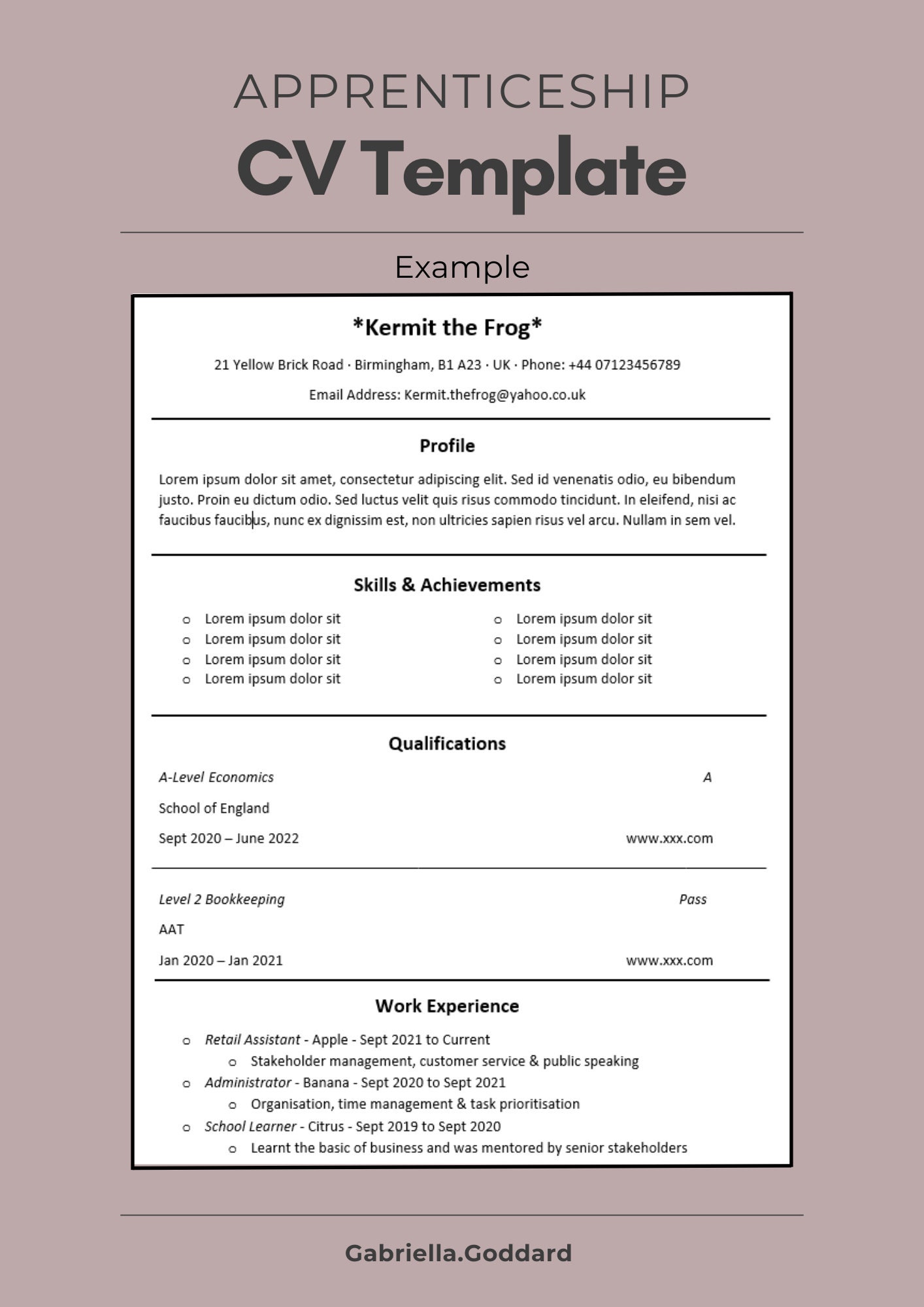 Apprenticeship CV Template Etsy Apprenticeship CV Template Etsy