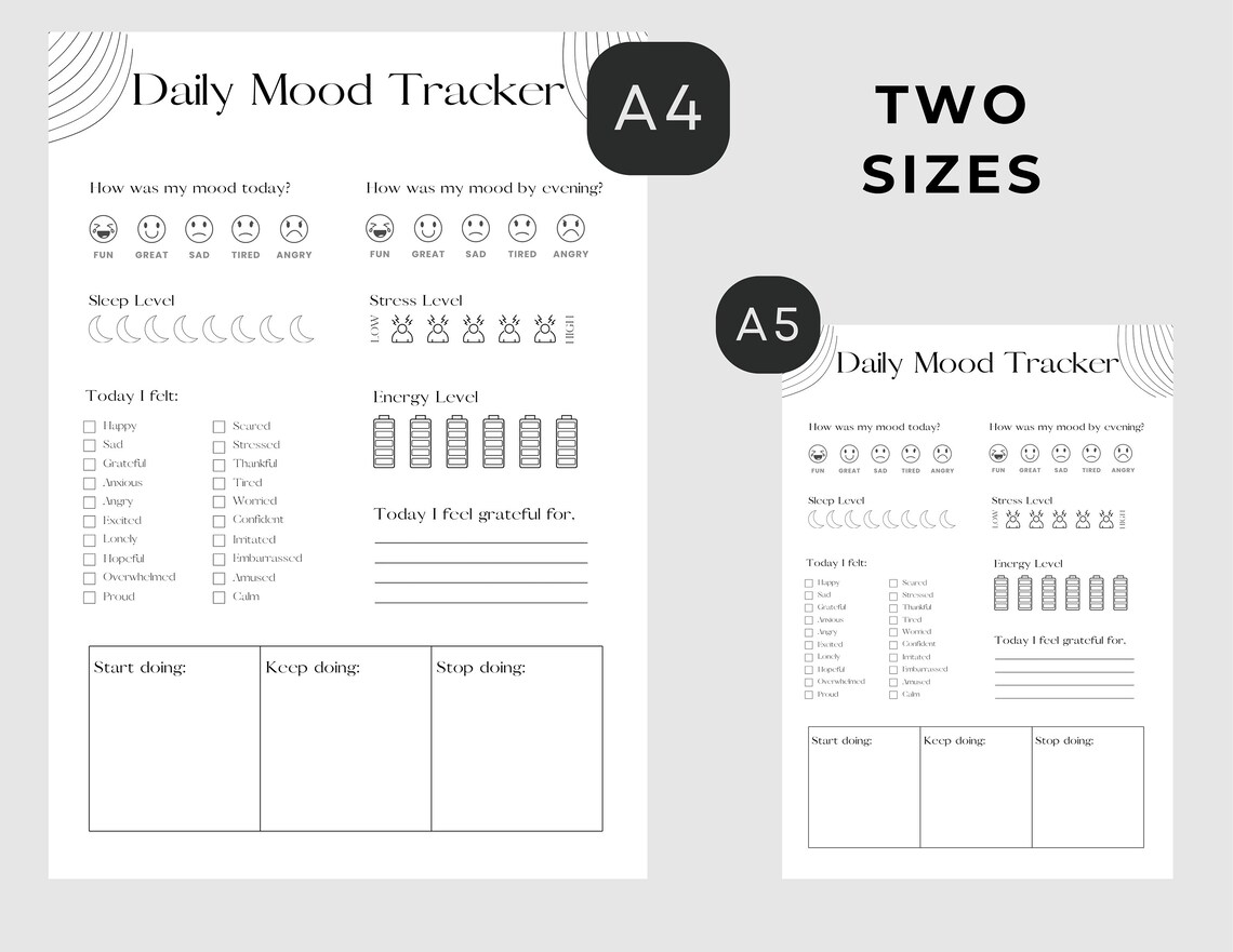 Mood Tracker Emotion Tracker Mental Health Tracker Printable Planner ...