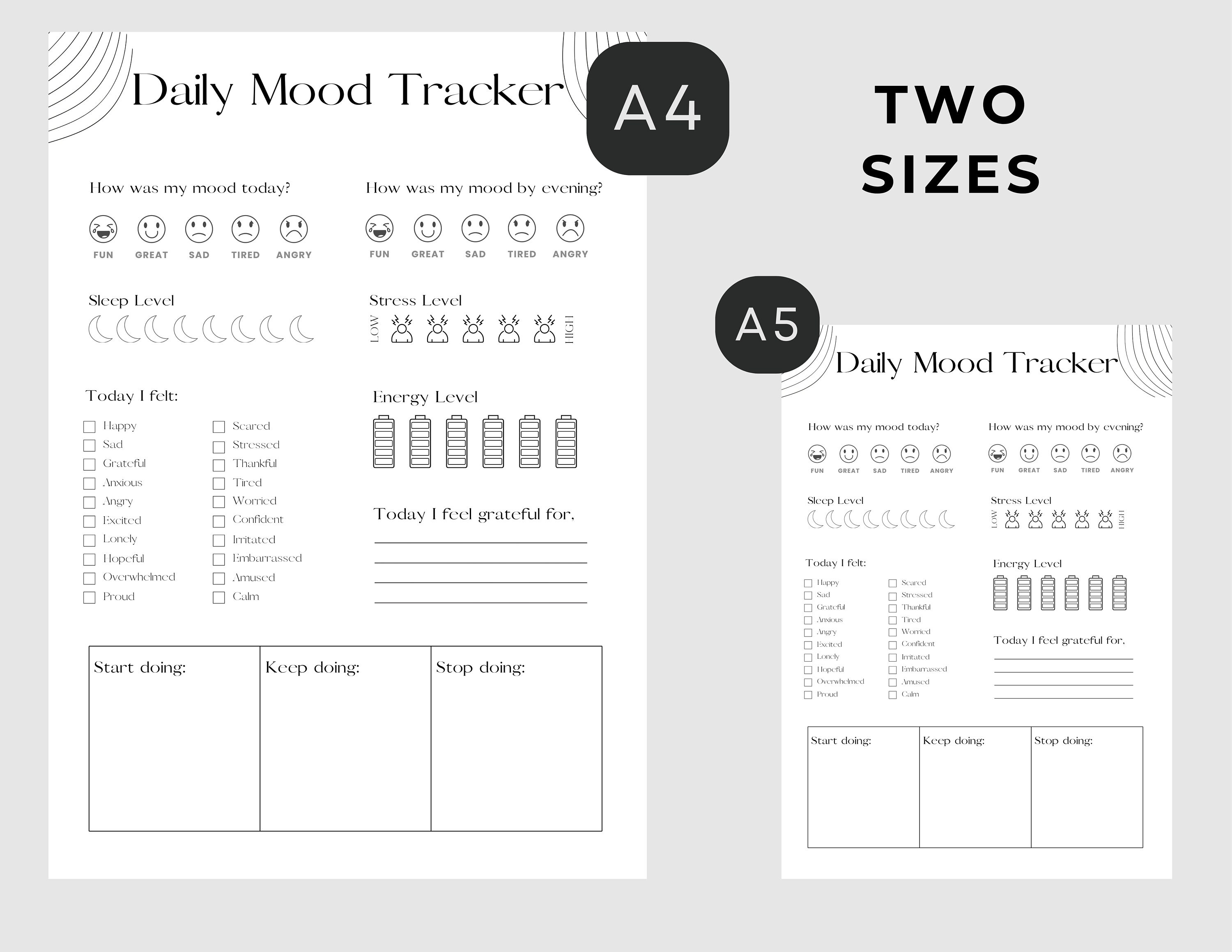 Mood Tracker Emotion Tracker Mental Health Tracker Printable Planner ...