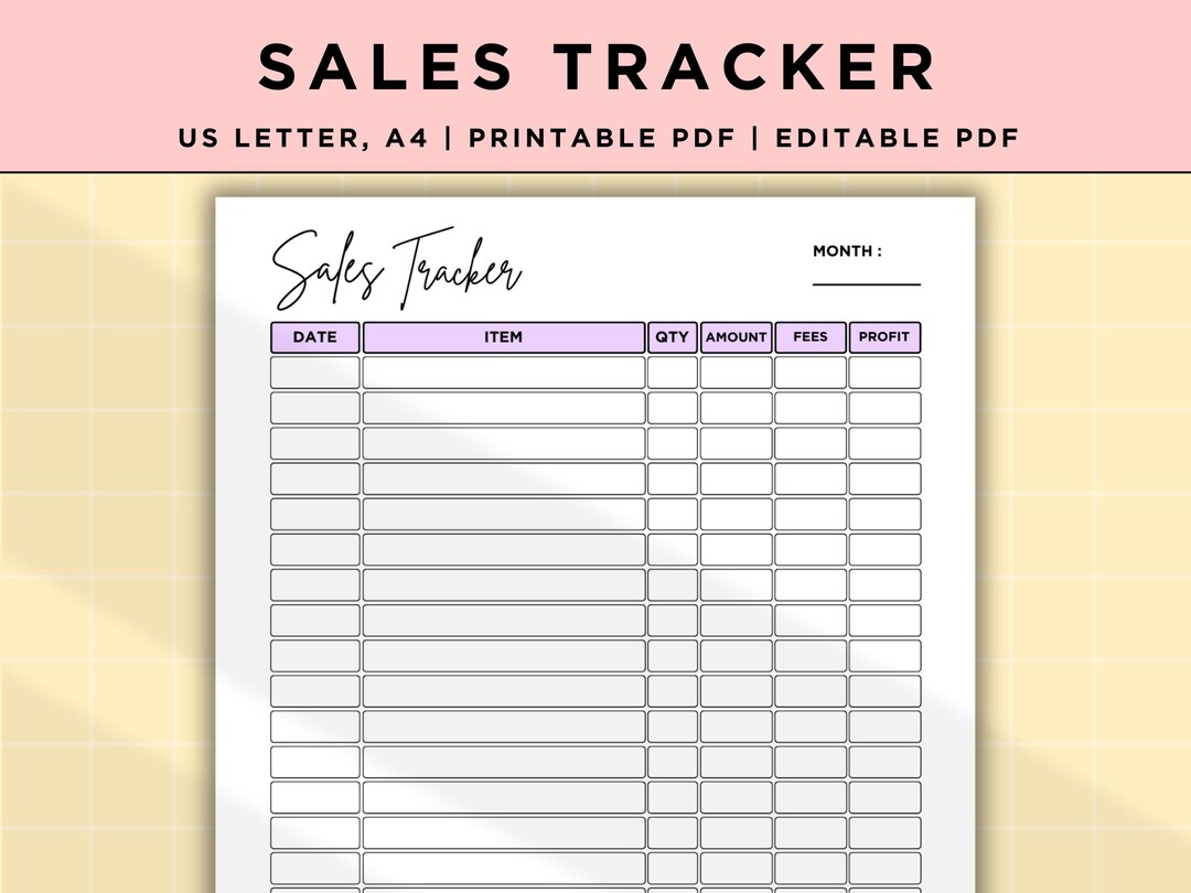Editable Sales Tracker Printable Sales Log Side Hustle Sales - Etsy ...
