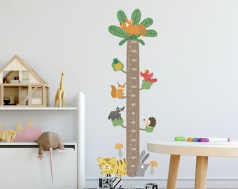 Jungle Animal Height Chart Wall Decal: Safari Nursery Decor