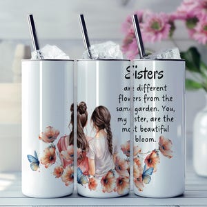 Soeurs PNG - 20 oz Skinny Tumbler Wrap Sublimation Design - téléchargement numérique instantané, cadeau pour soeur