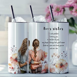 Sister PNG - 20 oz Skinny Tumbler Wrap Sublimation Design- Instant Digital Download ,Gift For Sister