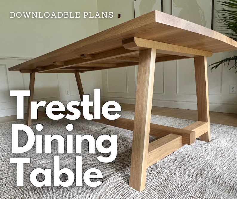 Trestle Dining Table Cut List and Plans - Etsy