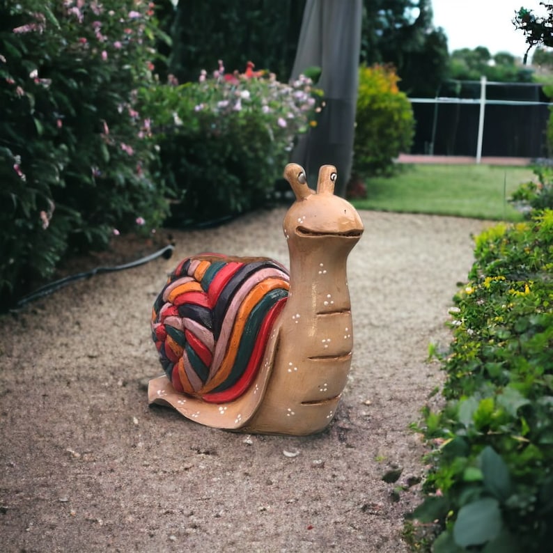Snail Statue Snail Garden Sculpture, Patio Decoration, Planter Pot, Hand Painted ...