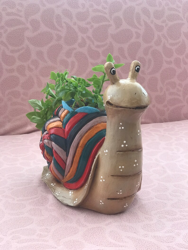 Snail Statue Snail Garden Sculpture, Patio Decoration, Planter Pot, Hand Painted ...