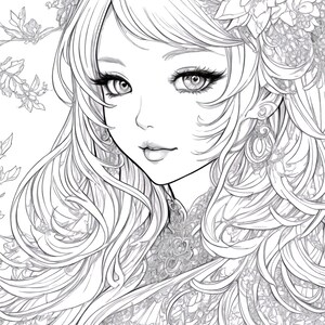Coloring Page, a Cute Girl Coloring Pages, - Etsy