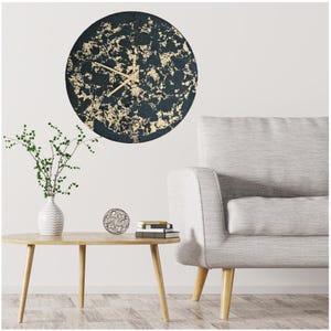 Retro Green Gold Wall Clock, Vintage Kitchen Clock, Abstract Acrylic Art, Silent Rustic Clock, Anniversary Gift, Wall Hanging Decor
