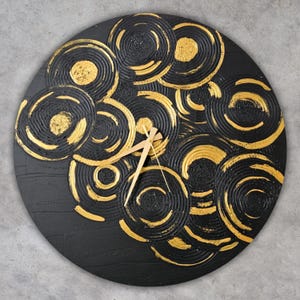 Large Black and Gold Wall Clock: Modern Minimalist Decor