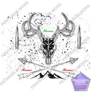 Envoltorio para vaso con calavera de ciervo: regalo de caza con nombre personalizado (descarga digital SVG, PNG y XCS)