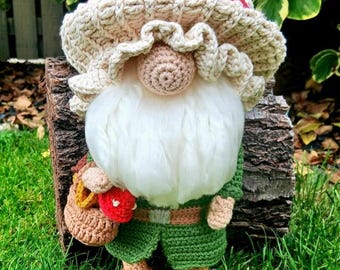 Crochet Mushroom Gnome Pattern, Woodland Gonk Amigurumi PDF, Crochet Garden Gnome Pattern, Mushroom Gnome, Cottagecore Decor