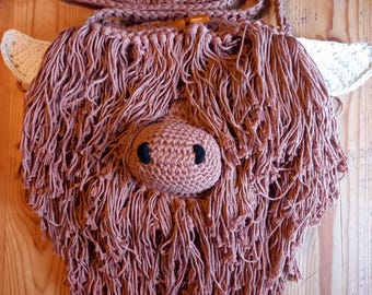 Crochet highland cow bag purse pattern