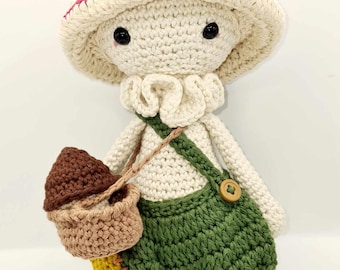 Red cap mushroom boy Kip crochet pattern only U.S terms