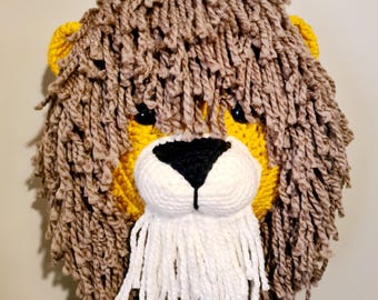 crochet lion head wall hanger cushion pattern