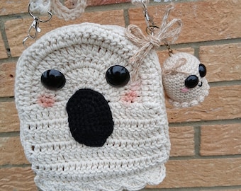 Crochet Ghost Bag Pattern | Halloween Ghost Purse Crochet Pattern | Spooky Crossbody Bag | Ghost Keychain Bonus Pattern | PDF
