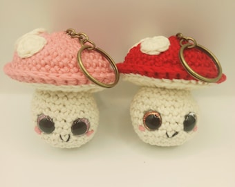 adorable mushroom keychain quick and easy. almost no sew crochet pattern only