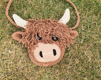 Highland Cow Bag Crochet Pattern PDF | Cute Cow Purse | Amigurumi Crossbody Bag | Farm Animal Crochet | US Terms | Instant Download