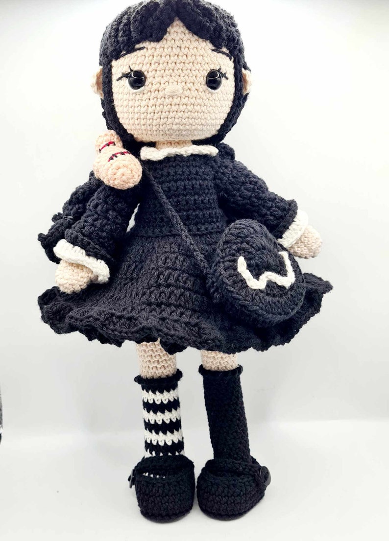 Wednesday Addams doll crochet pattern only U.S terms English image 2