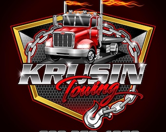 Custom Flatbed Tow Truck Art - Personalized Towing Company Logo Design & PNG Files