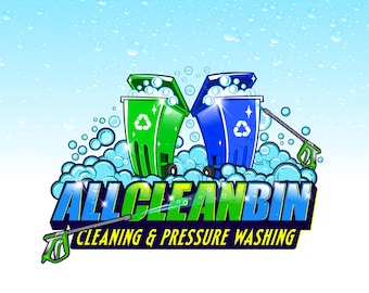 Trash Bin Cleaning Logo Design: Pressure Washing Template