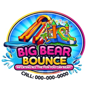 Bounce House Logo: Inflatable Rental Business Design