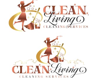Cleaning Service Logo Template: Housekeeping, Maid, Commercial (Customizable)