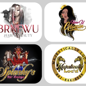 Logotipo de cabello personalizado - Logotipo de cabello dorado / Logotipo de maquillaje y cabello personalizado / Regalo perfecto para peluqueros / Diseño de logotipo de peluca - Logotipo de paquete de cabello
